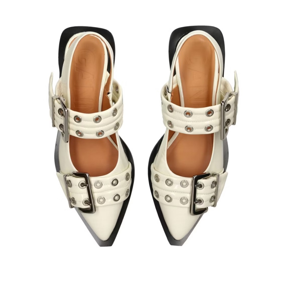 Ganni wide welt buckle ballerina flats